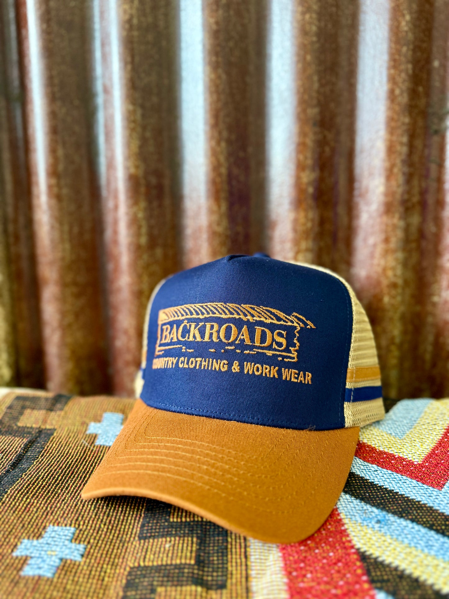 Backroads Cap -  Navy, Tan & Cream