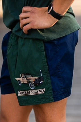 Crowbar Pauly Mens Cruiser Short - French Navy - Heritage Green