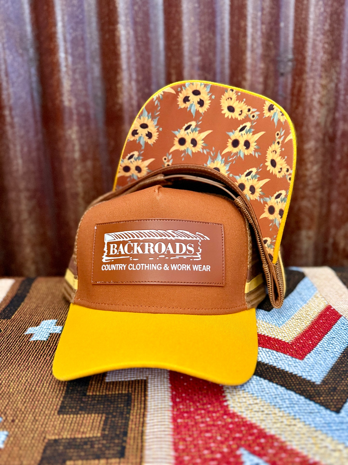 Backroads Cap -  Brown Yellow Sunflower