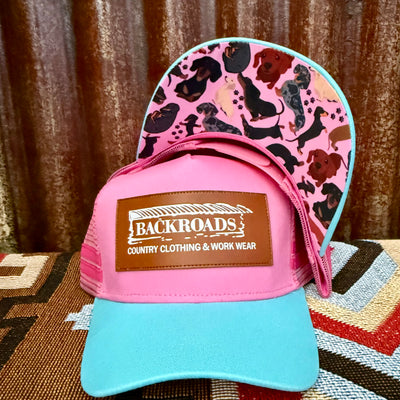Backroads Cap - Pink Blue Dachshund