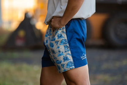 Crowbar Pauly - Mens Australian Cotton - Harlequin Drill Short Denim | Happy Days Short