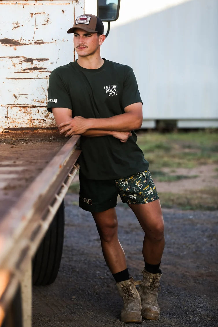 Crowbar Pauly - Mens Australian Cotton - Harlequin Drill Short Heritage Green | Chainsaw