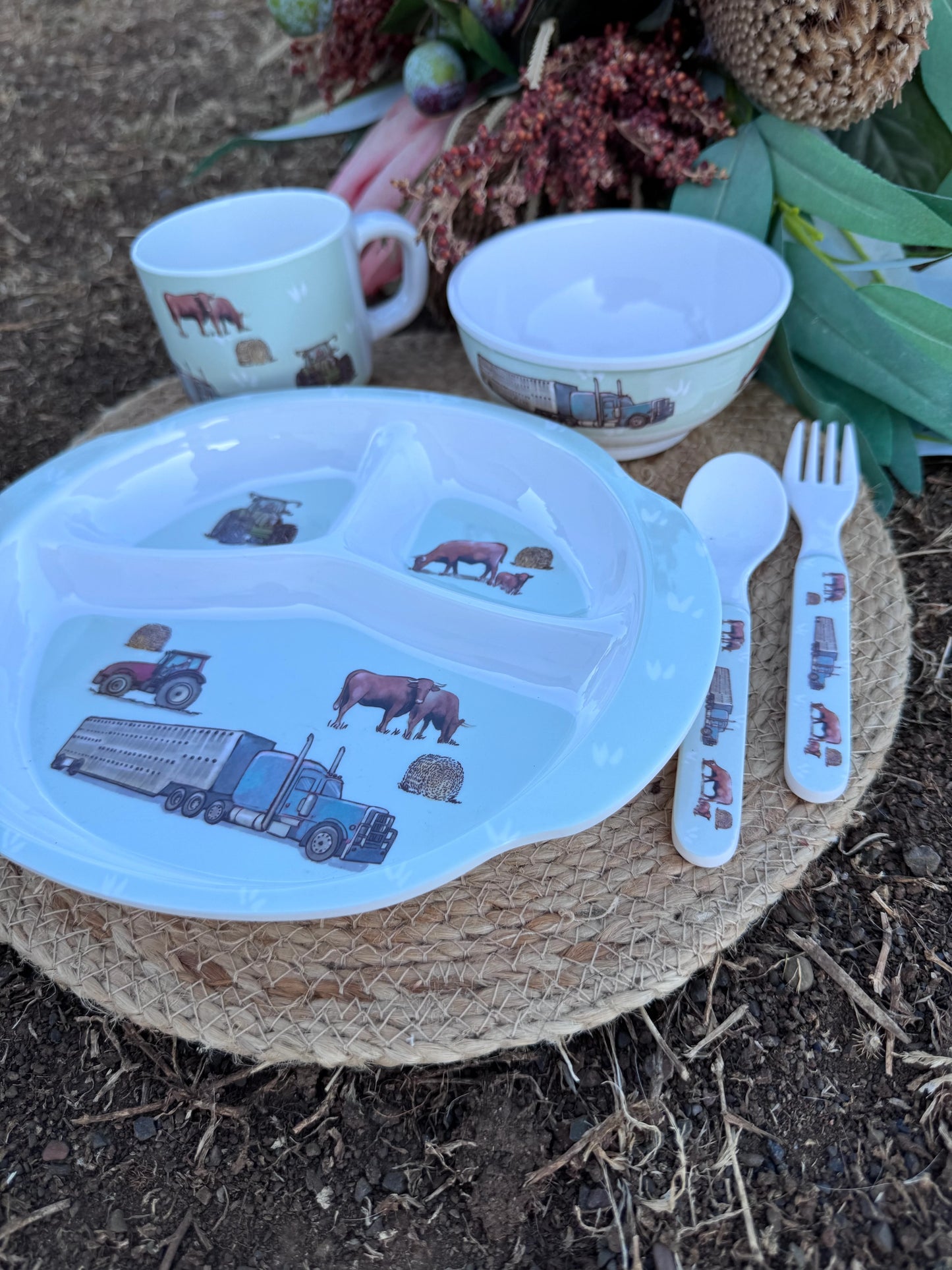 Little Windmill Clothing Co. "Ranch Life" 5 Piece Melamine Dinner Set