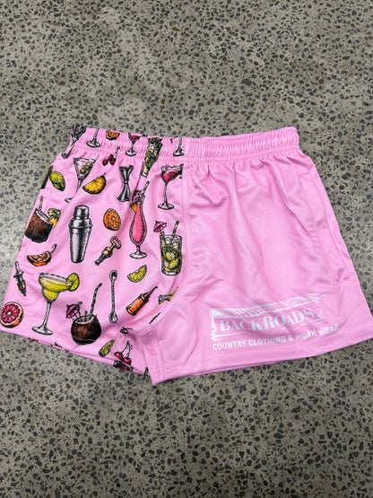 Backroads Footy Shorts - Pink Cocktail