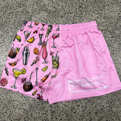 Backroads Footy Shorts - Pink Cocktail