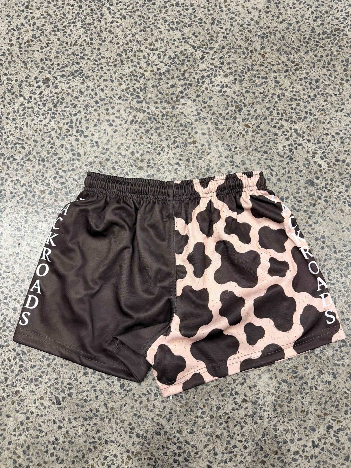 Backroads Kids Footy Shorts - Cowprint