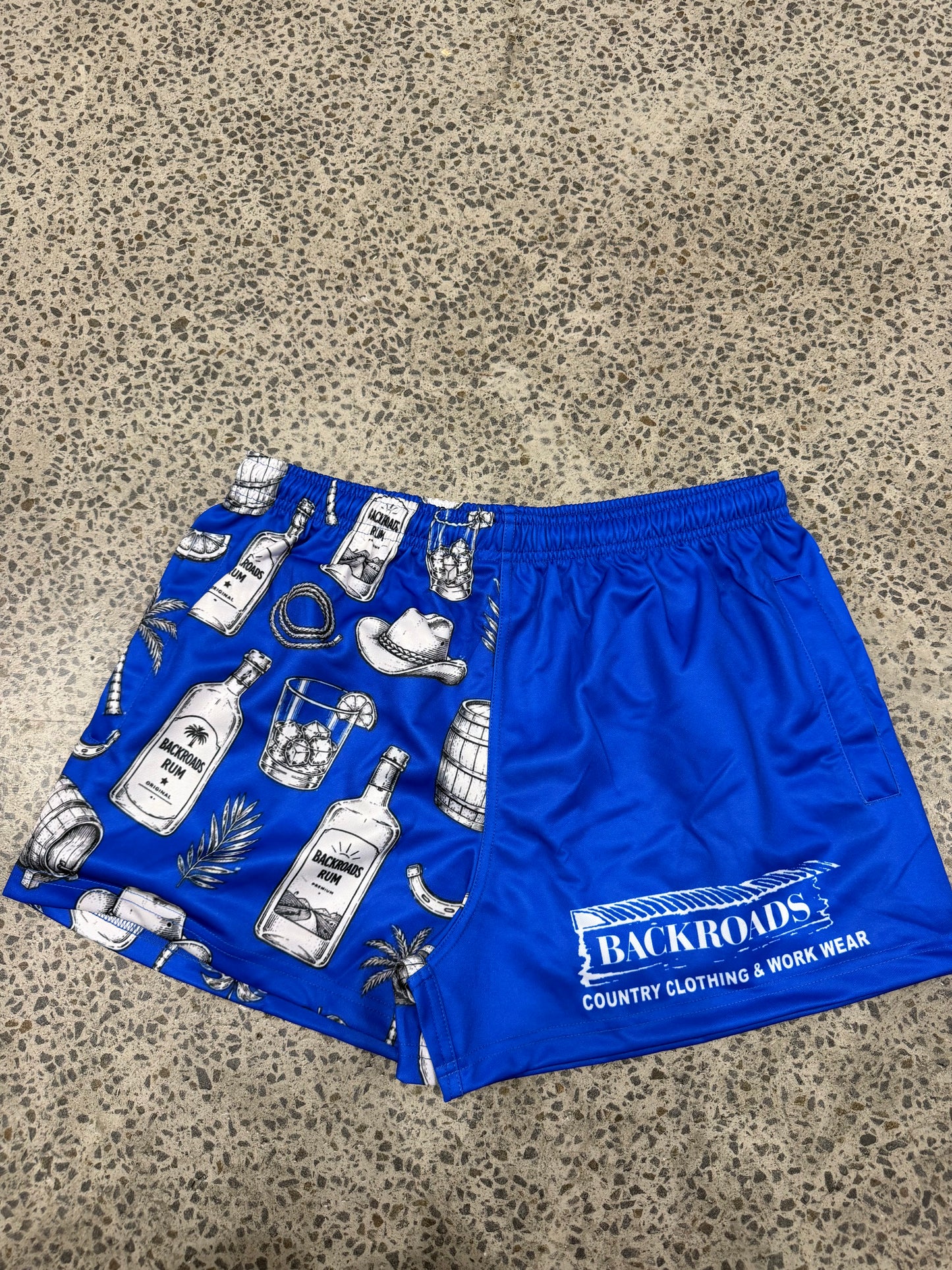 Backroads Footy Shorts - Tropical Rum