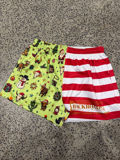 Backroads Footy Shorts - Christmas