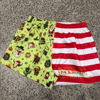 Backroads Footy Shorts - Christmas