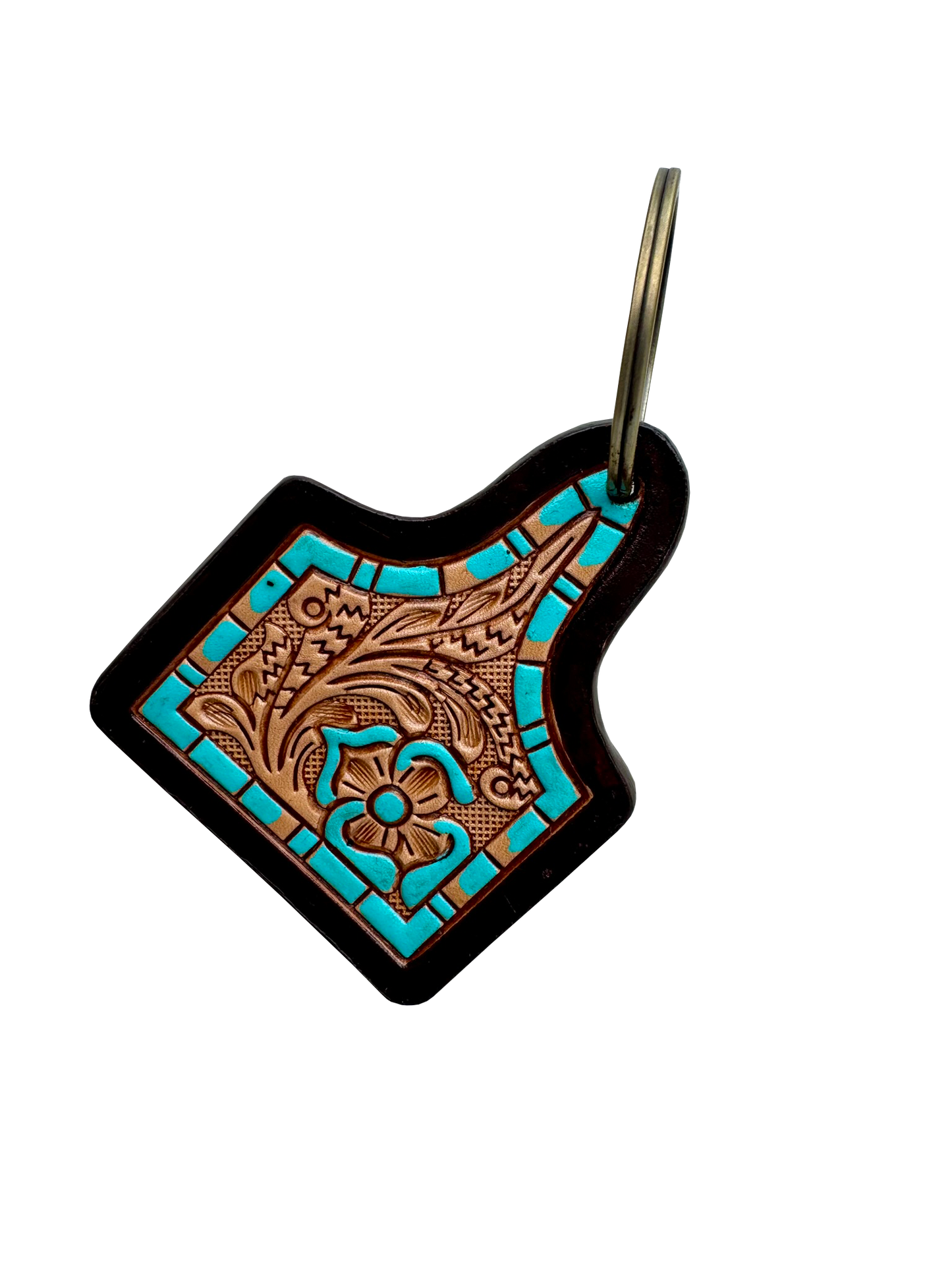The Design Edge Tooling Leather Hand Painted Cattle Tag Keyring – CA18