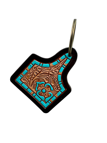 The Design Edge Tooling Leather Hand Painted Cattle Tag Keyring – CA18