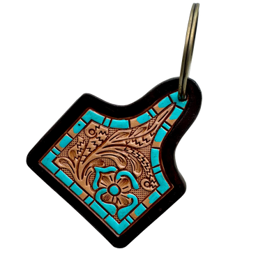 The Design Edge Tooling Leather Hand Painted Cattle Tag Keyring – CA18