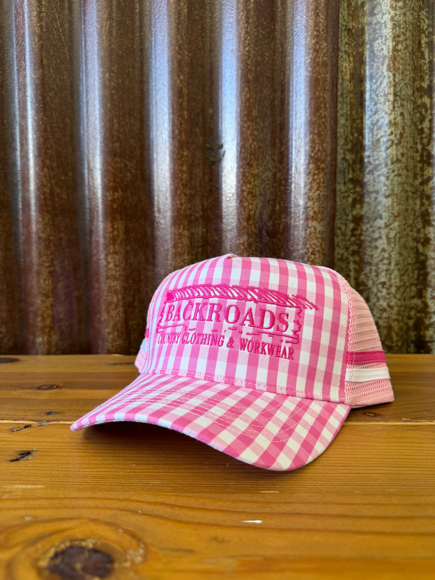 Backroads PONYTAIL Cap - Pink Gingham