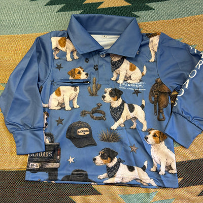 Backroads Fishing Shirts - Kids Jack Russell Western Blue