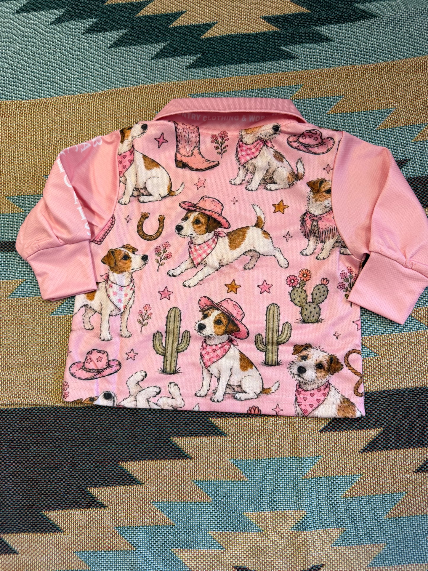 Backroads Fishing Shirts - Kids Jack Russell Western Pink