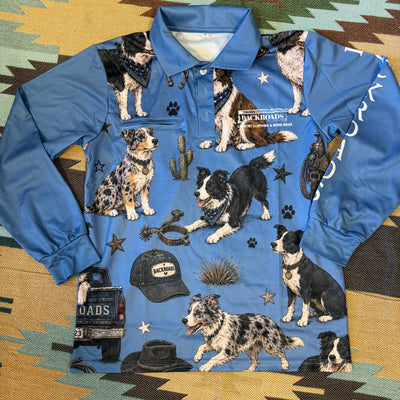 Backroads Fishing Shirt - New Western Border Collies Blue