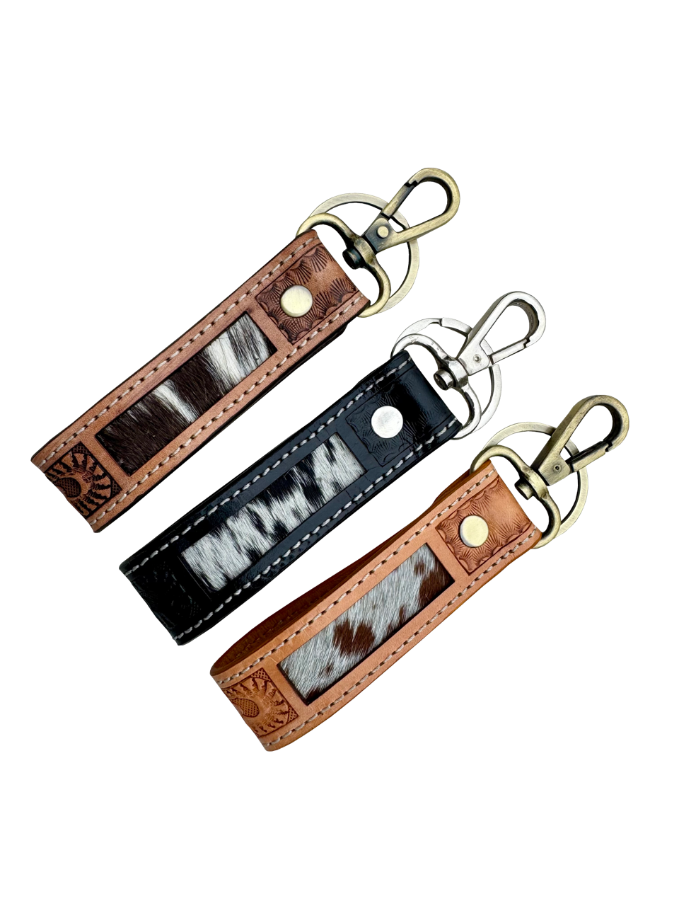 The Design Edge Tooling Leather and Cowhide Sleek Keyring
