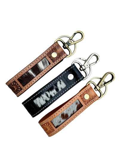 The Design Edge Tooling Leather and Cowhide Sleek Keyring