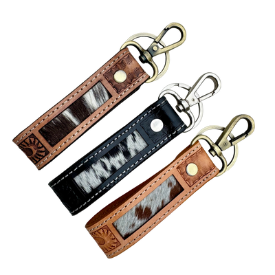 The Design Edge Tooling Leather and Cowhide Sleek Keyring