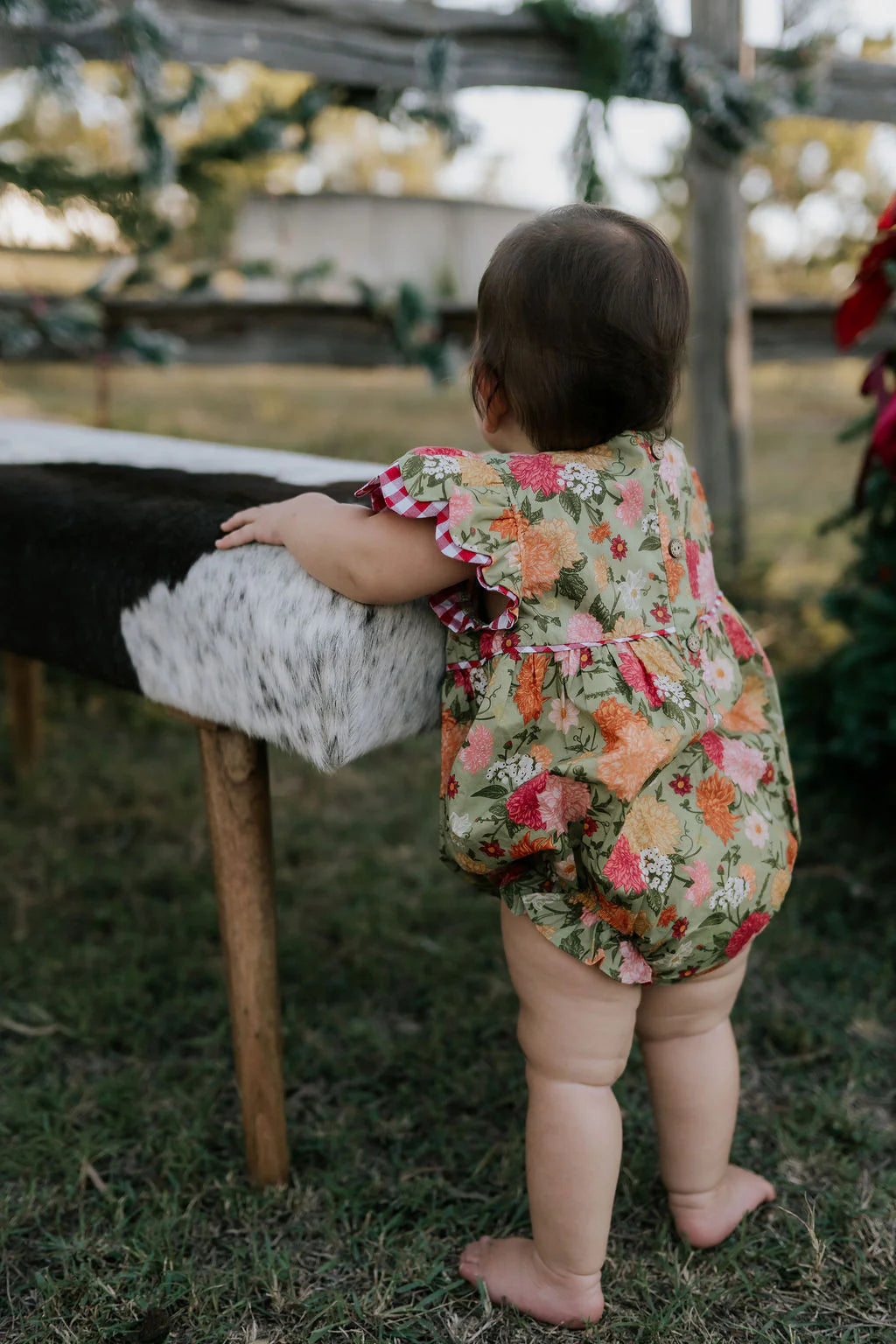 Little Windmill Clothing Co. "Faith" Floral Scollop Short Sleeve Romper