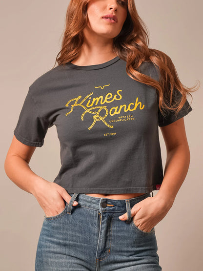 Kimes Ranch Women's Lasso Script Cropped Tee - Graphite