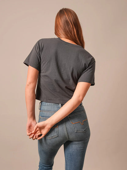 Kimes Ranch Women's Lasso Script Cropped Tee - Graphite