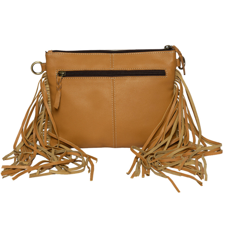 The Design Edge Bullhead Cowhide Sling Bag with Fringes – Marbella (AB82)
