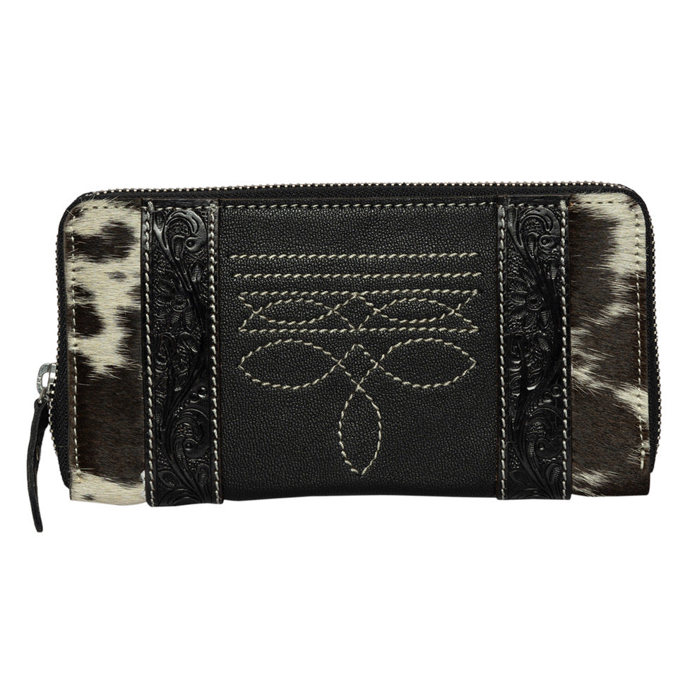 The Design Edge Cowhide & Tooling Leather Boot Stitch Zippered Wallet – Moore (AW32)