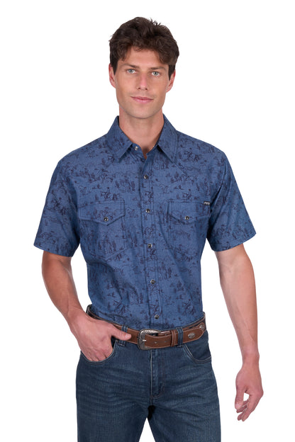 Pure Western Men’s Travis Print Western Short Sleeve Shirt