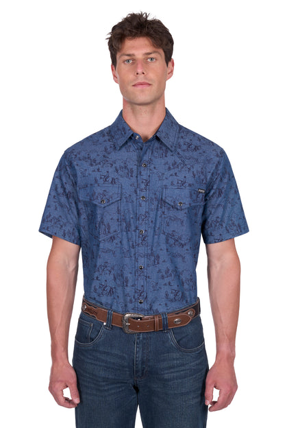 Pure Western Men’s Travis Print Western Short Sleeve Shirt