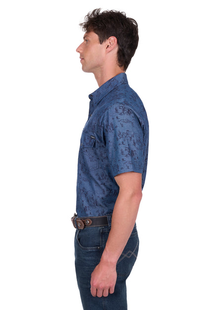 Pure Western Men’s Travis Print Western Short Sleeve Shirt