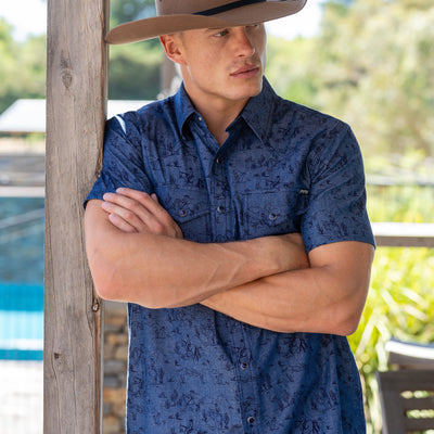Pure Western Men’s Travis Print Western Short Sleeve Shirt