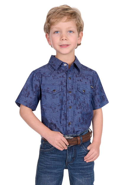Pure Western Boy’s Travis Print Western Short Sleeve Shirt