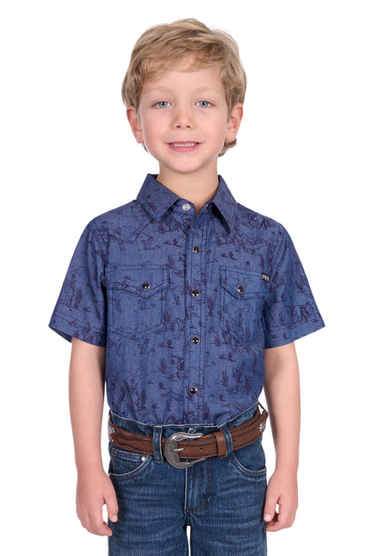 Pure Western Boy’s Travis Print Western Short Sleeve Shirt