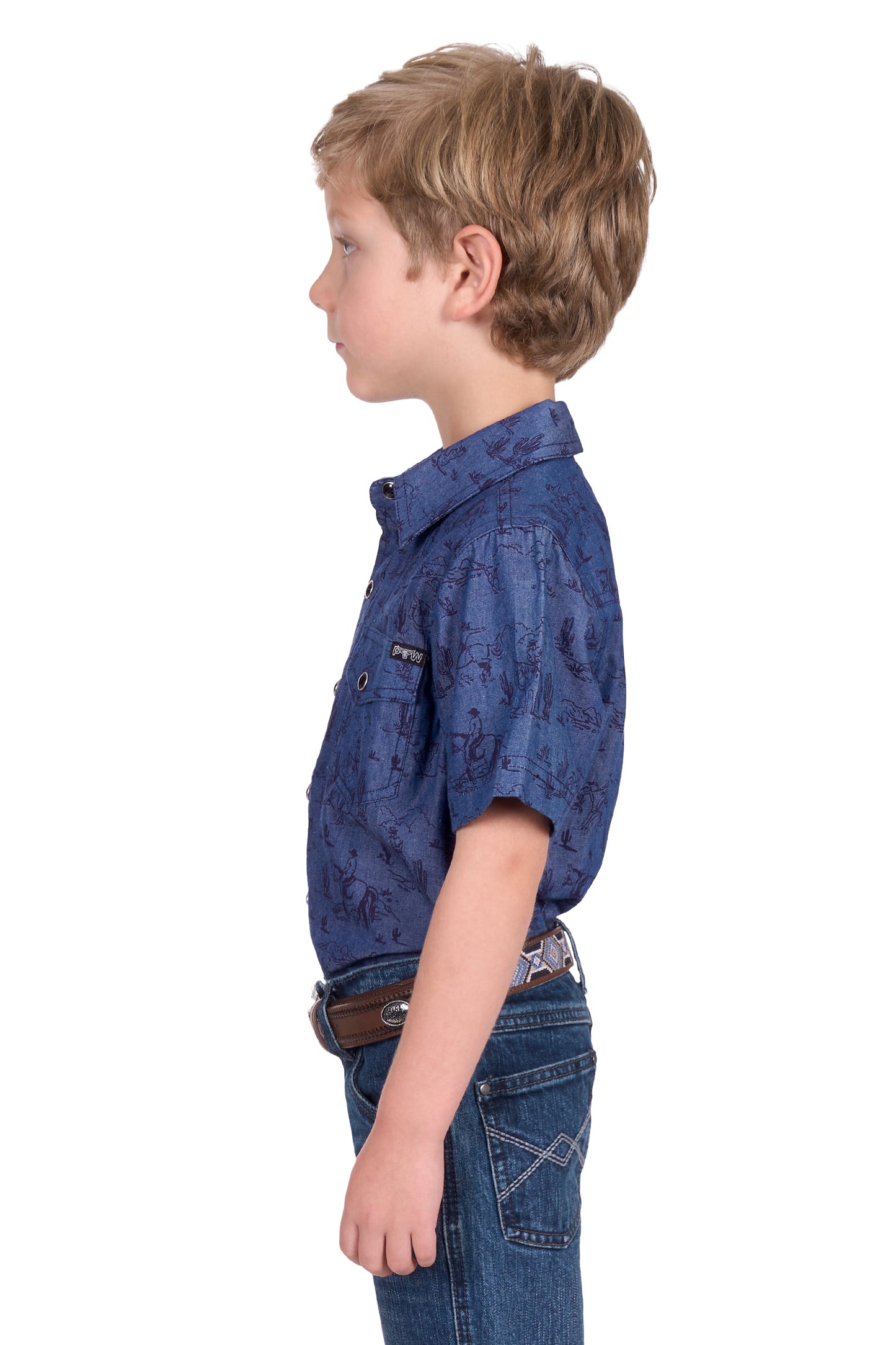 Pure Western Boy’s Travis Print Western Short Sleeve Shirt