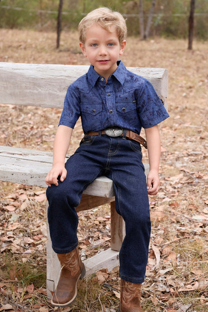 Pure Western Boy’s Travis Print Western Short Sleeve Shirt