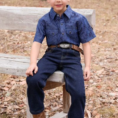 Pure Western Boy’s Travis Print Western Short Sleeve Shirt