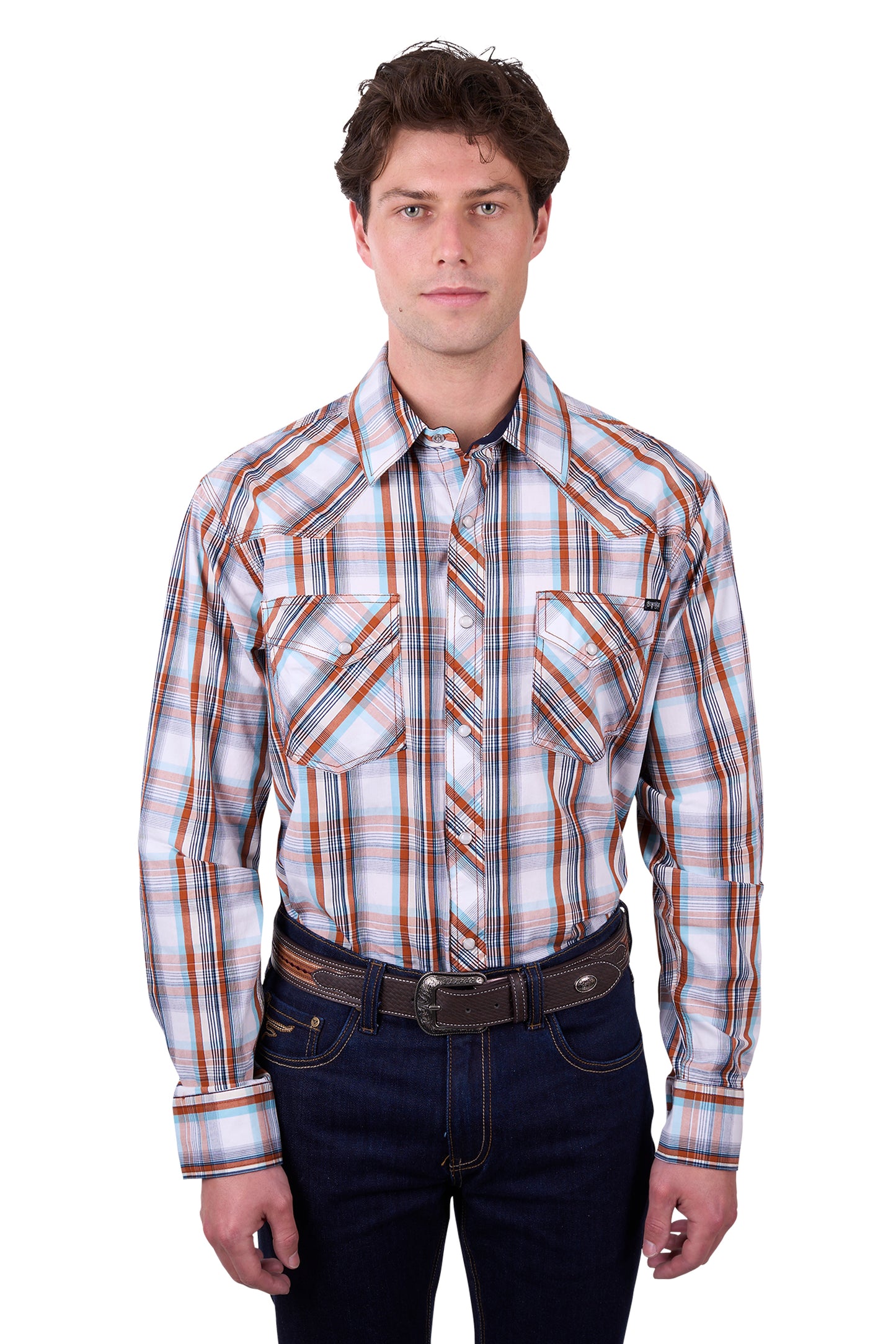 Pure Western Mens Axel Check Western Long Sleeve Shirt