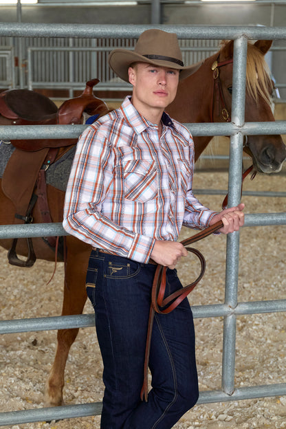 Pure Western Mens Axel Check Western Long Sleeve Shirt