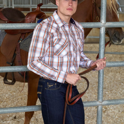 Pure Western Mens Axel Check Western Long Sleeve Shirt