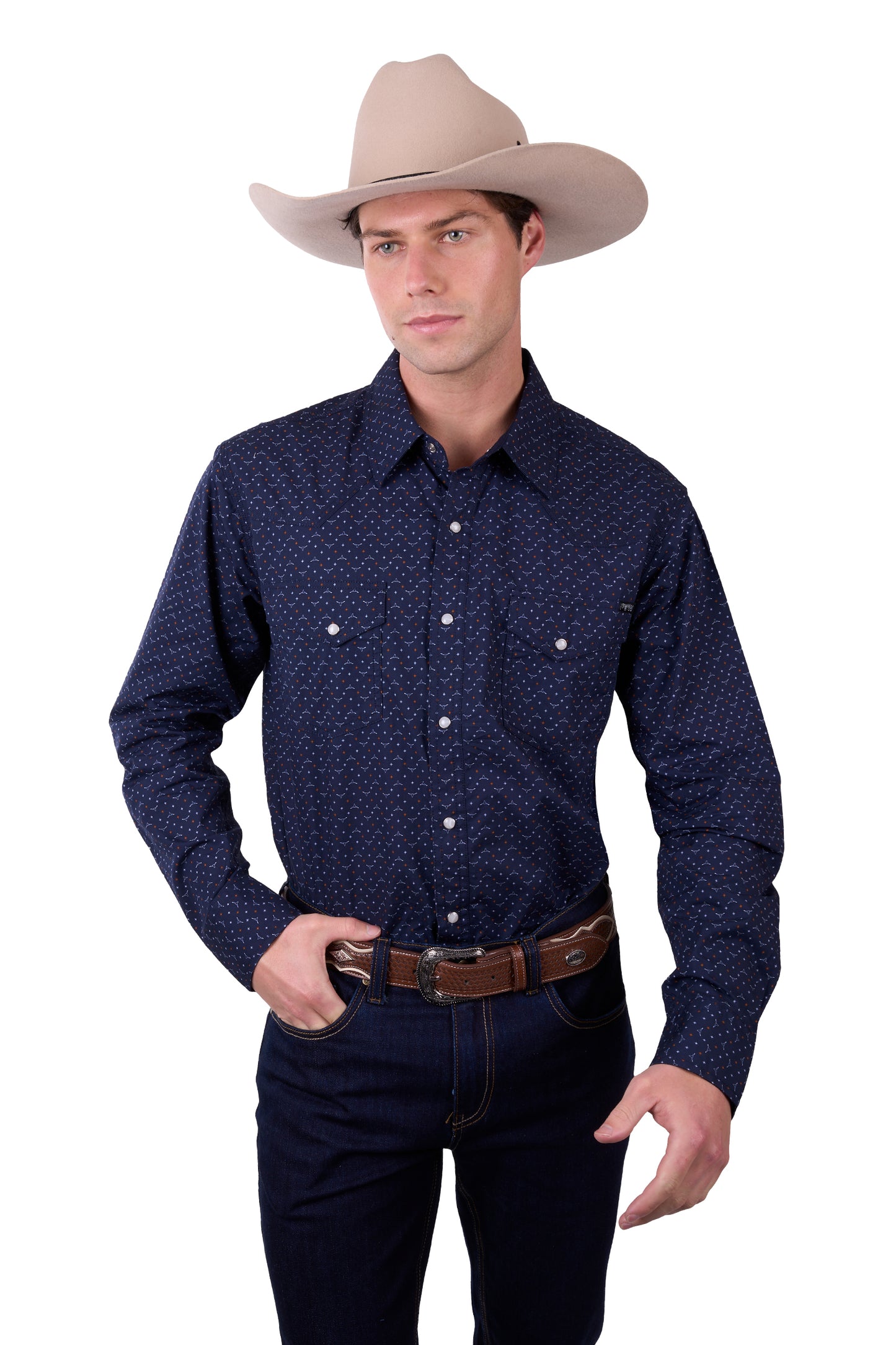 Pure Western Mens Ross Print Western Long Sleeve Shirt