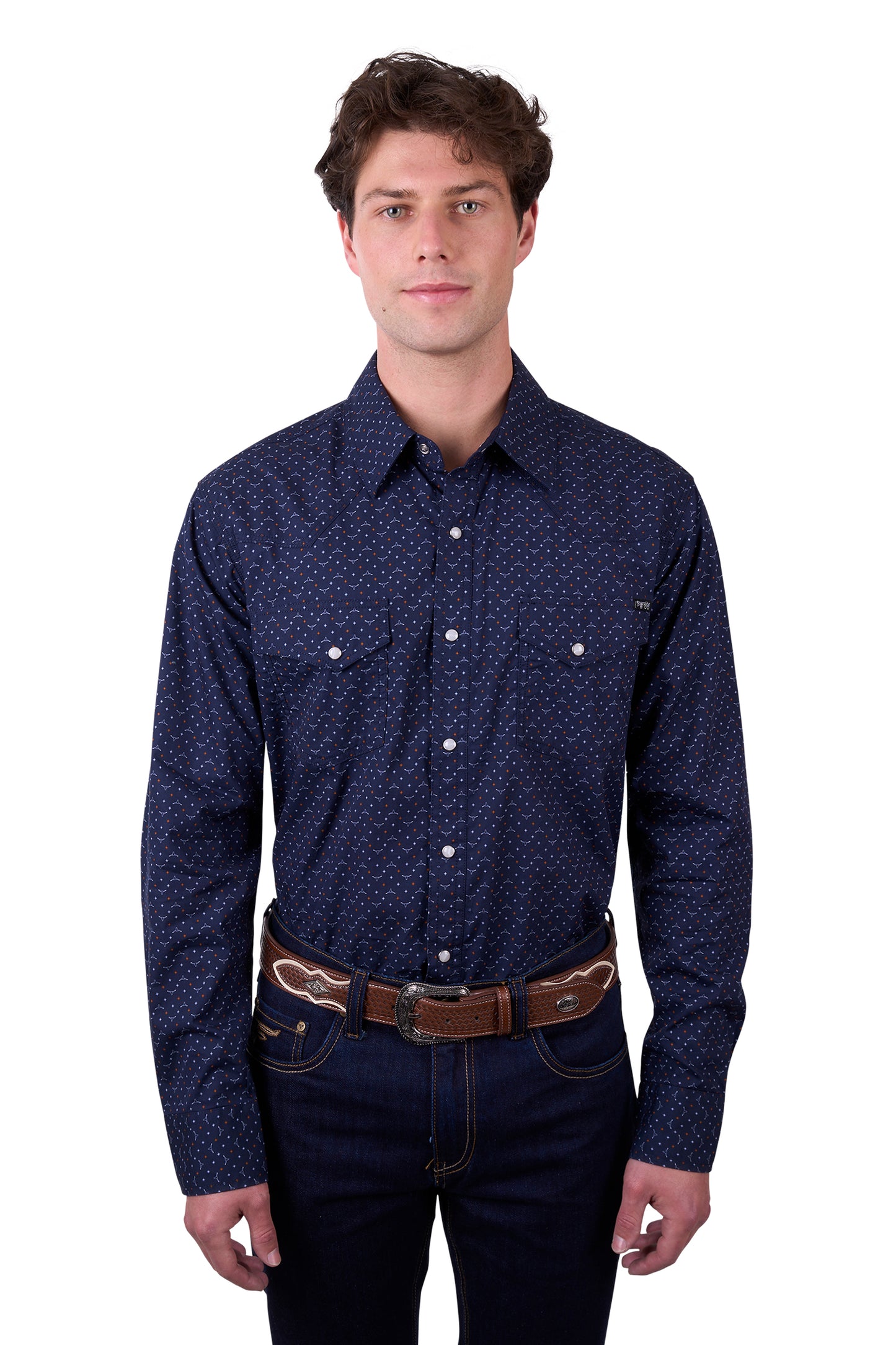 Pure Western Mens Ross Print Western Long Sleeve Shirt