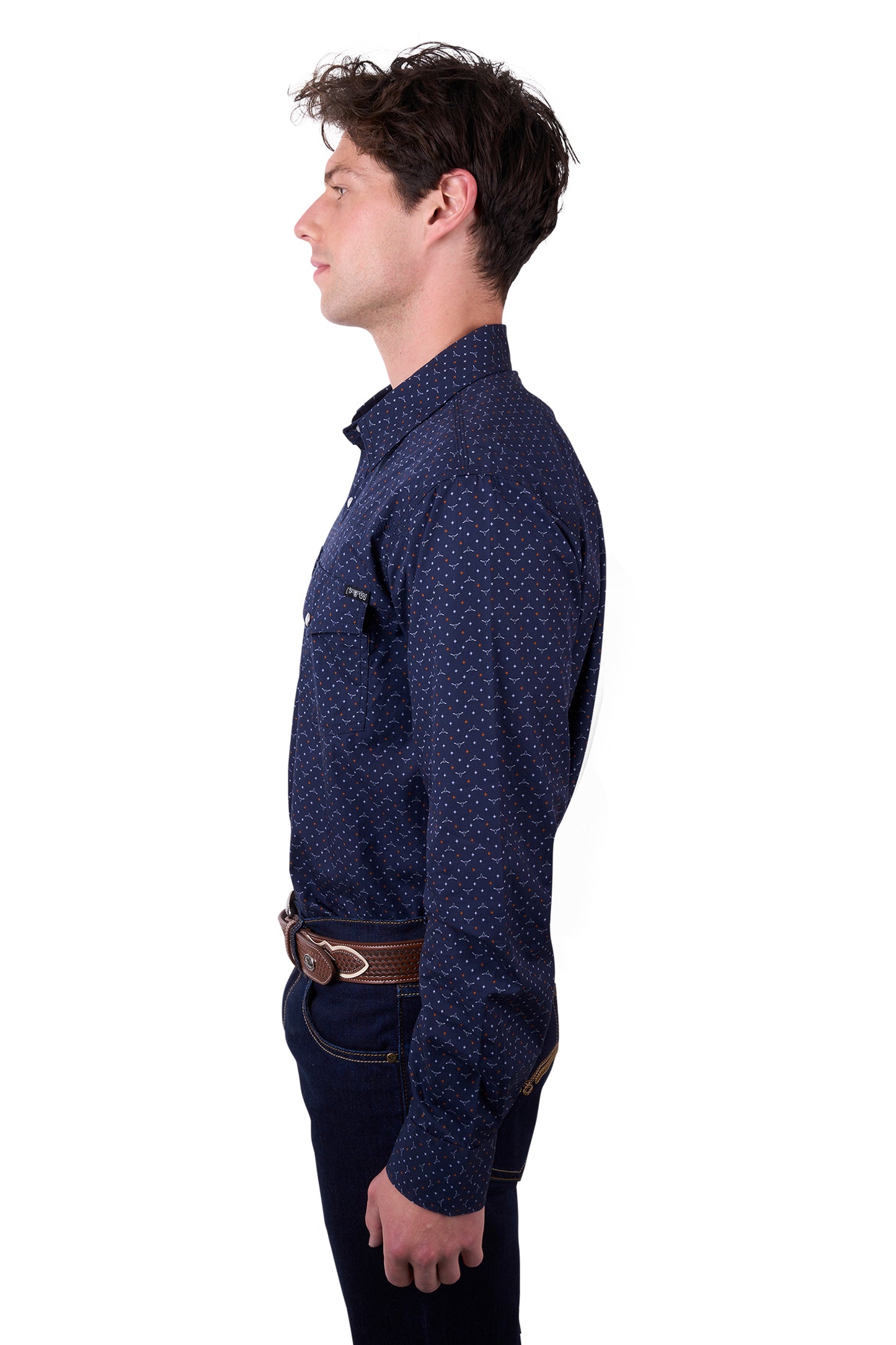 Pure Western Mens Ross Print Western Long Sleeve Shirt