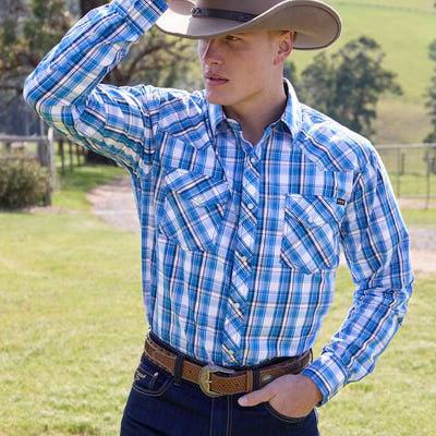 Pure Western Mens Wade Print Western Long Sleeve Shirt