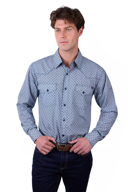 Pure Western Mens Mark Print Western Long Sleeve Shirt
