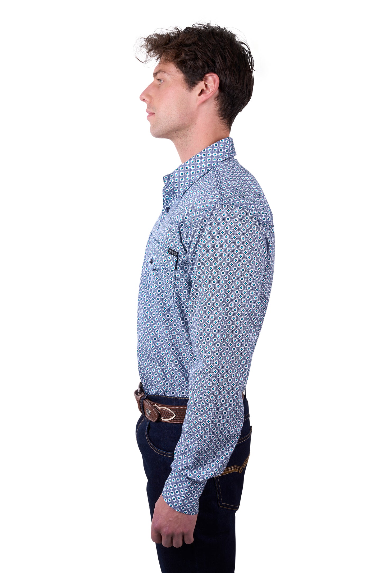 Pure Western Mens Mark Print Western Long Sleeve Shirt