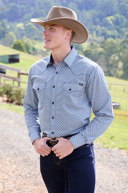 Pure Western Mens Mark Print Western Long Sleeve Shirt