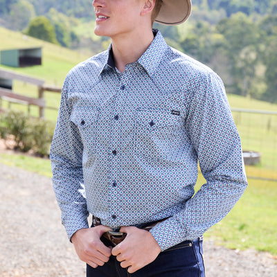 Pure Western Mens Mark Print Western Long Sleeve Shirt