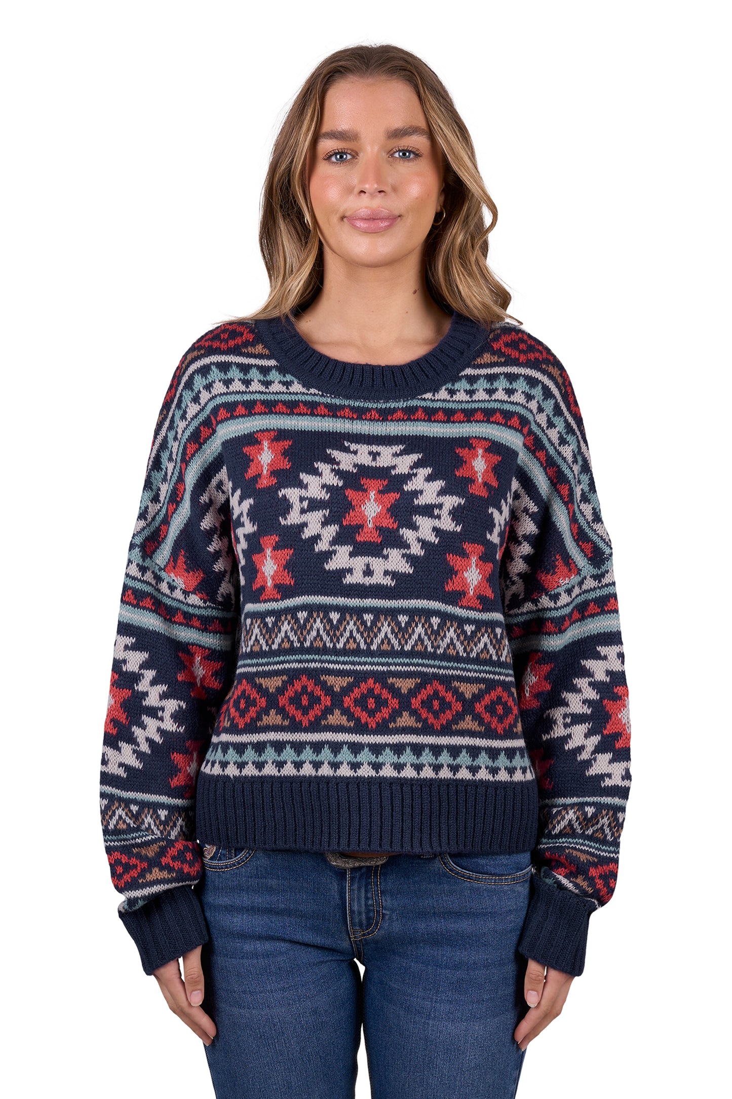 Pure Western Women’s Tracy Knitted Pullover - Navy