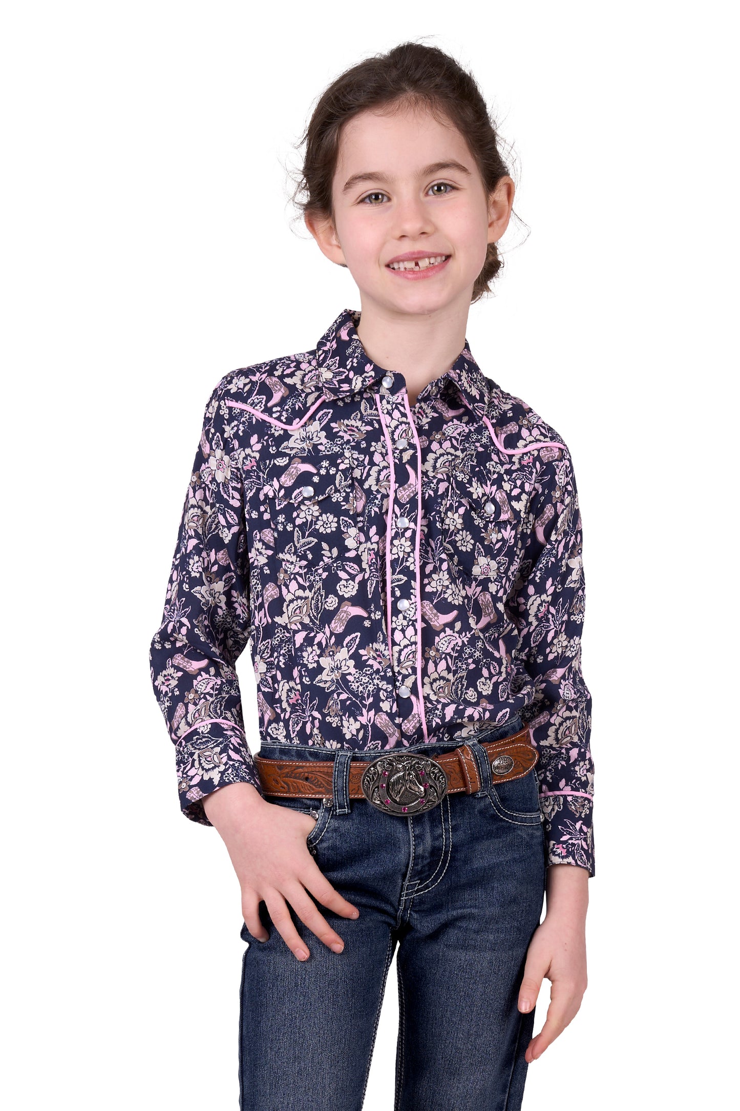 Pure Western Girl’s Hannah Print Western Long Sleeve Shirt